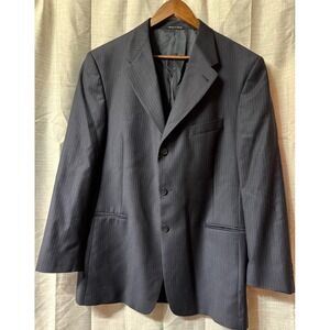 Zignone‎ Murano Made In Italy Blk Pinstripe 100% Wool Suit Dillar's 44R